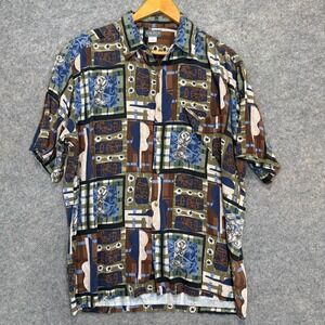 Vintage Kahala Hawaiian Shirt Mens Medium Tribal Guitar Goddess Graphic Aloha